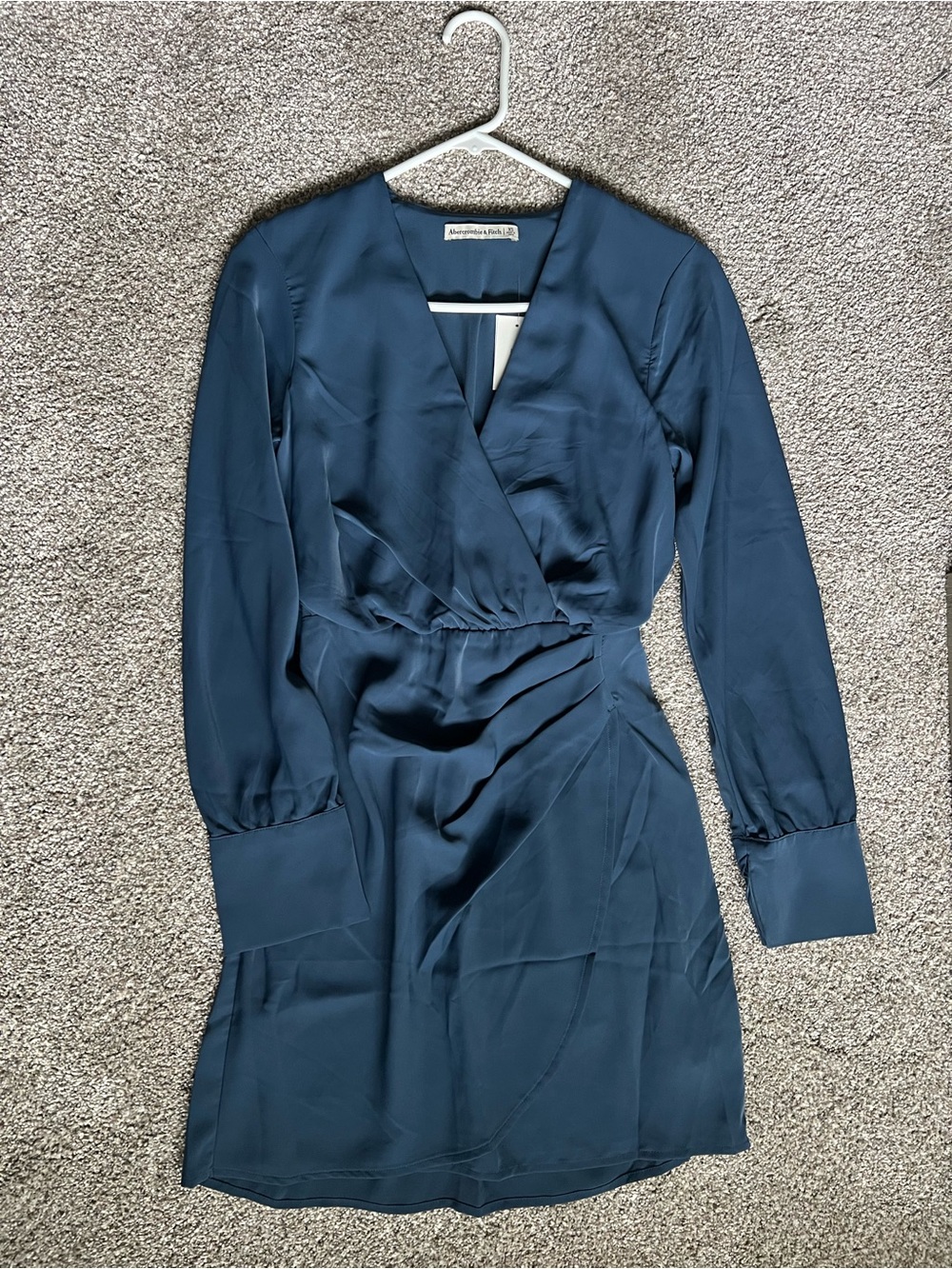 Abercrombie & Fitch Teal Long-Sleeve Wrap-Style Dress